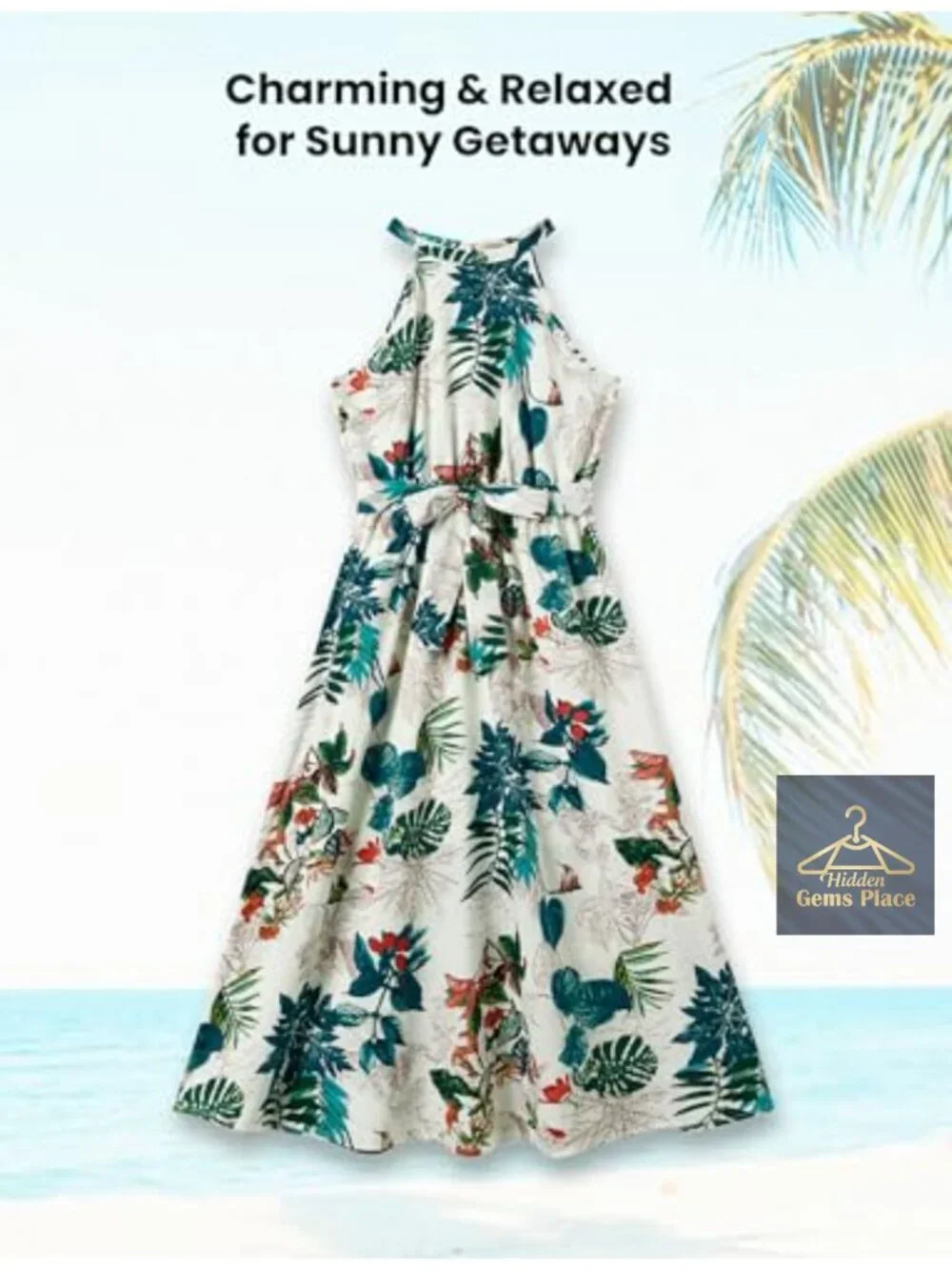 Matching Mommy and Me Halter Dress & Aloha Shirt Set, Floral Print Vacation